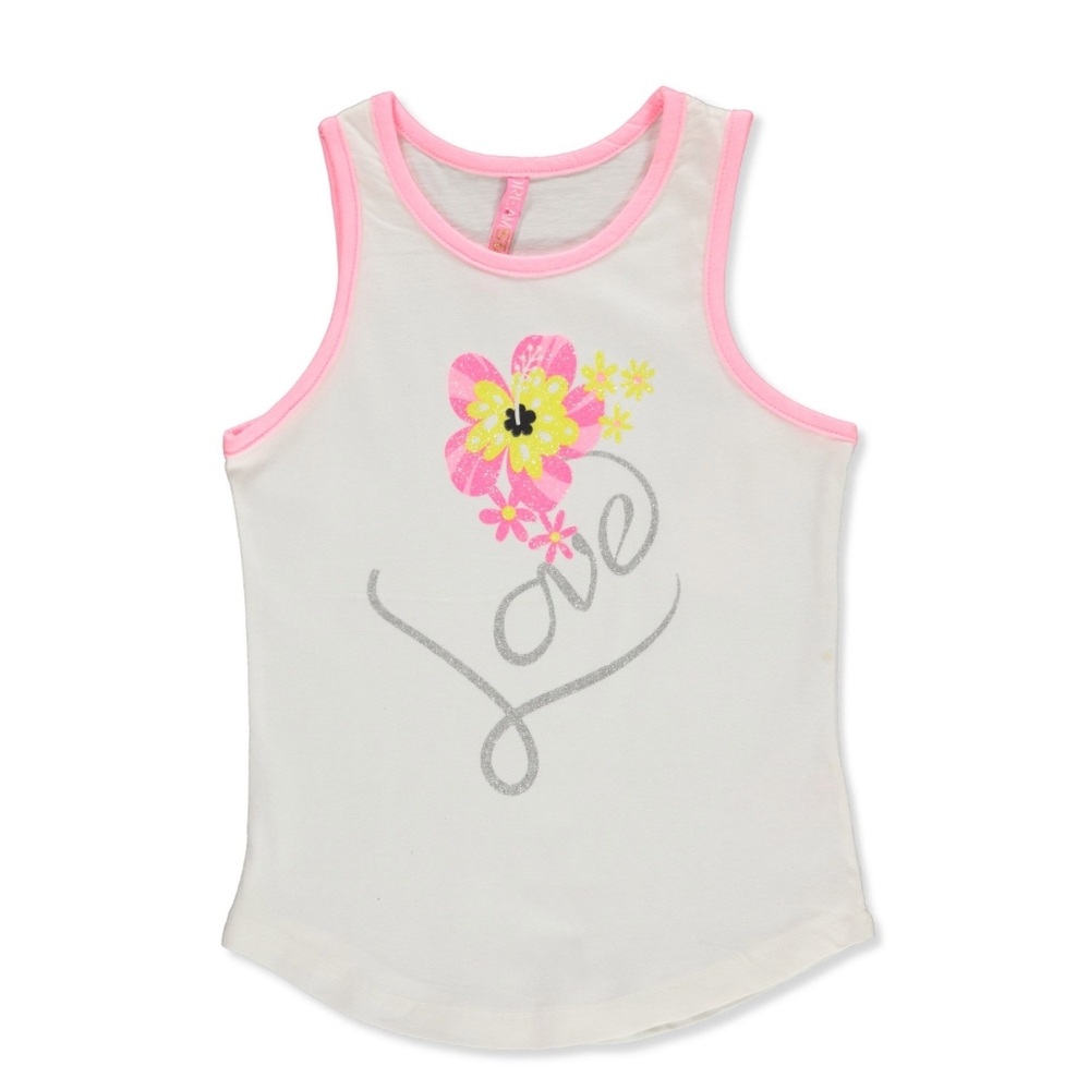 3-Pack ¹Dreamstar Girls'  Flower Tank Tops - gray yellow green - Picture 2 of 4